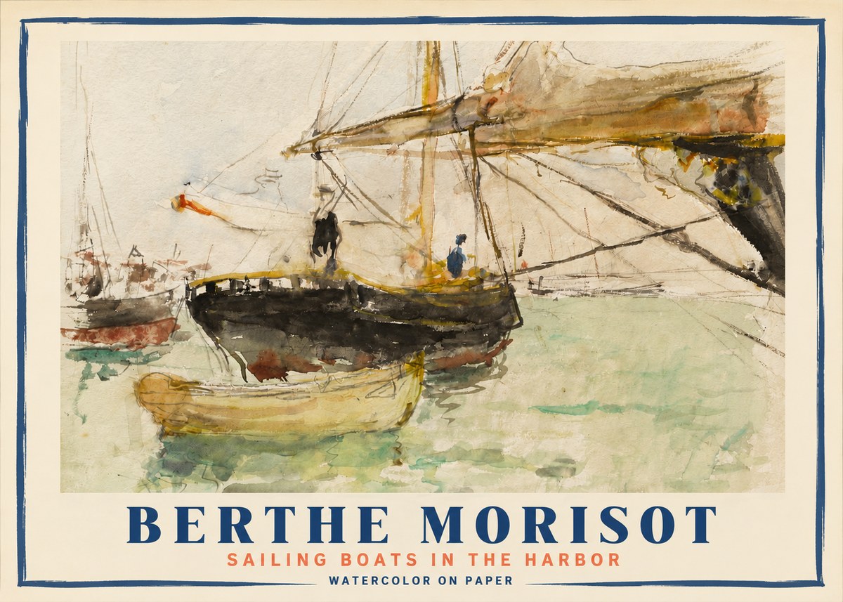 Berthe Morisot Sailing Boats in the Harbor No3 - Poszter