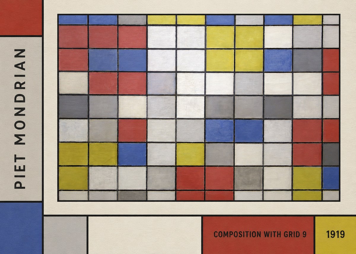 Piet Mondrian Composition with Grid 9 No2 - Poszter