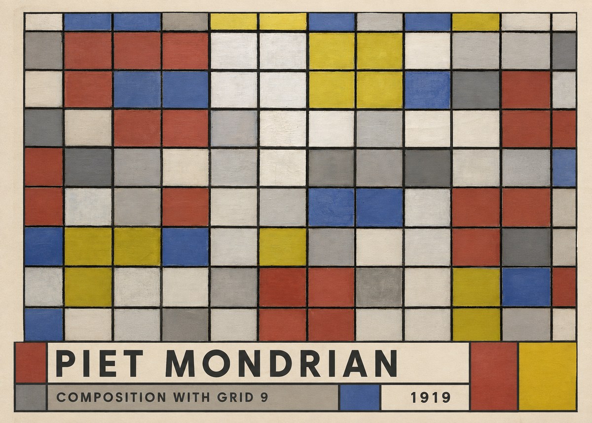 Piet Mondrian Composition with Grid 9 No3 - Poszter