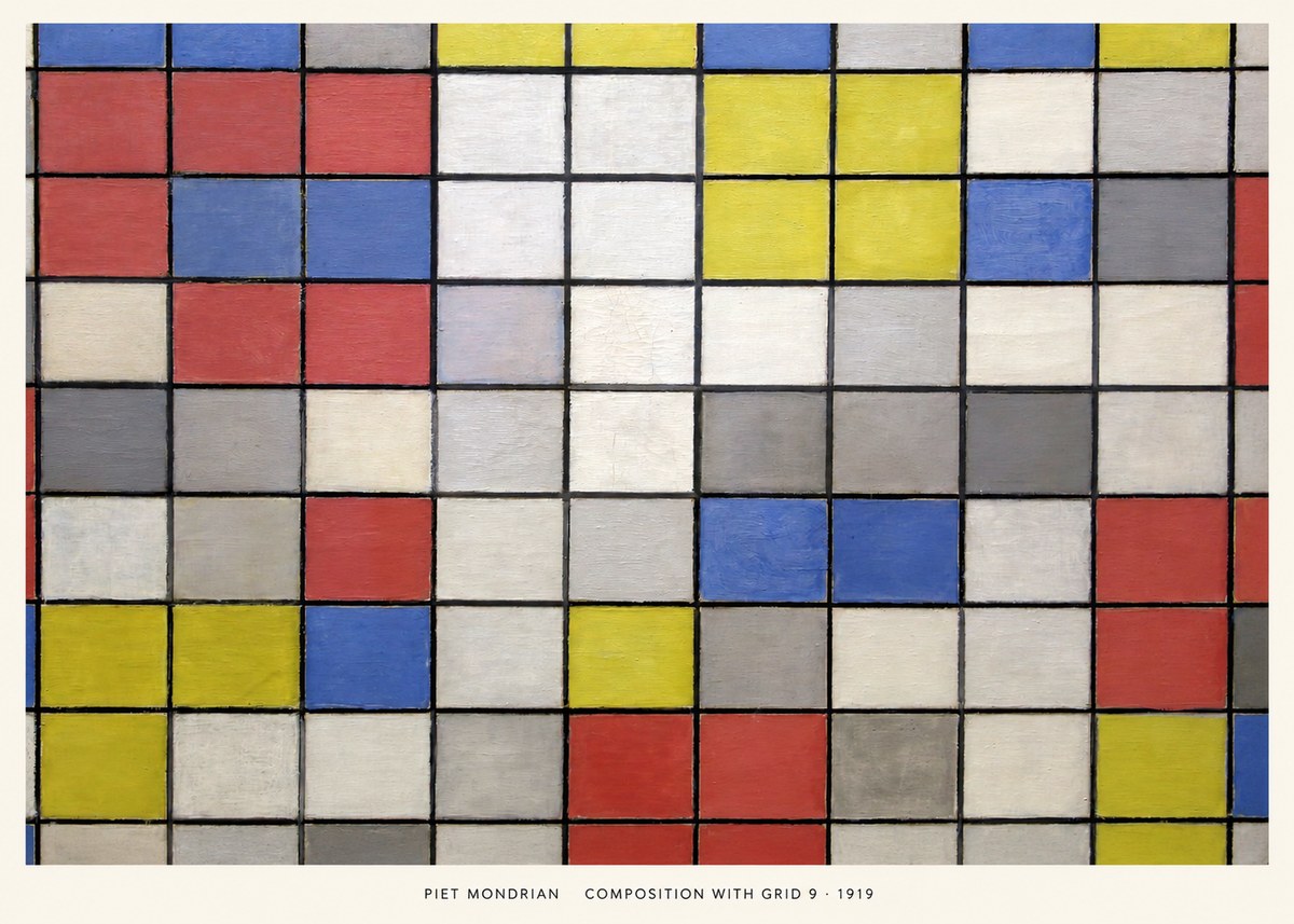 Piet Mondrian Composition with Grid 9 No5 - Poszter