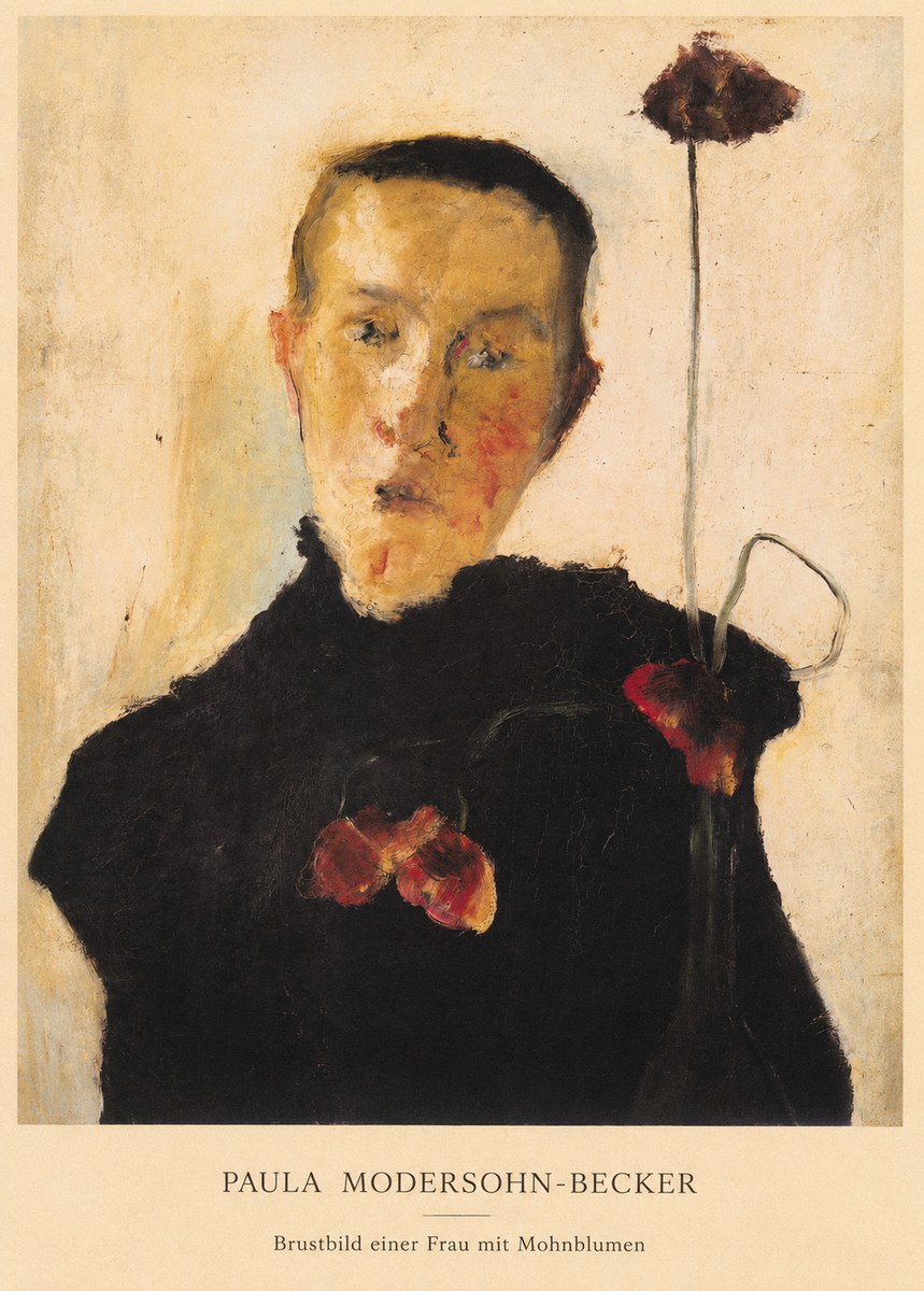 Paula Modersohn-Becker Brustbild Einer Frau Mit Mohnblumen No5 - Poszter
