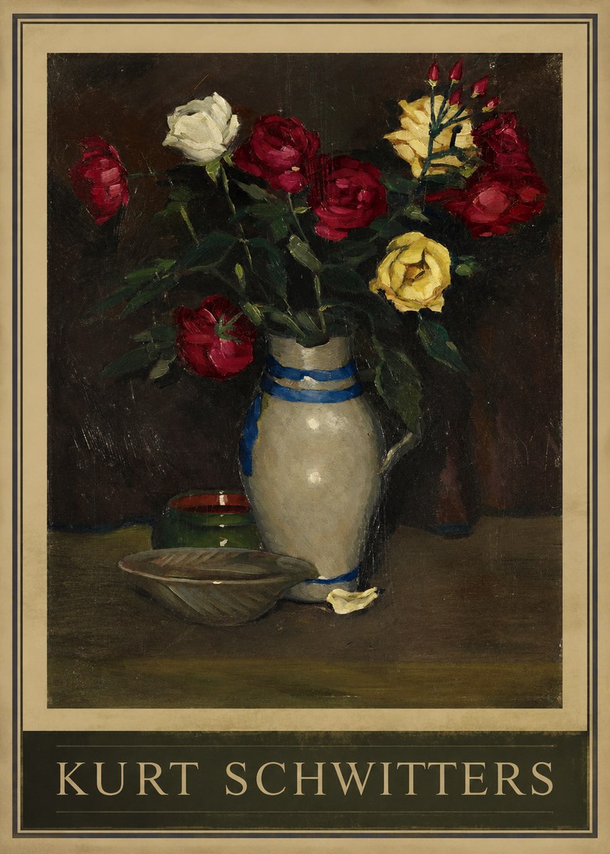 Kurt Schwitters Still Life with Roses No1 - Poszter