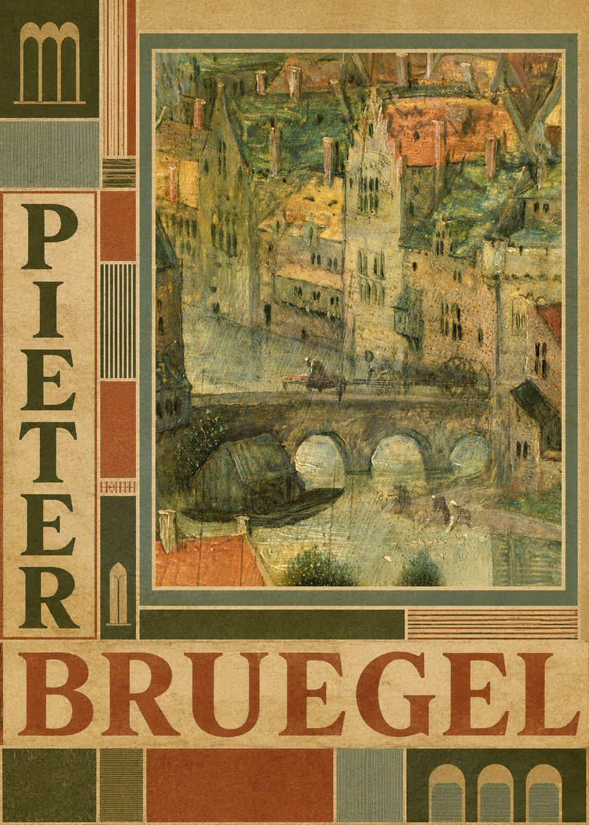 Pieter Bruegel Cityscape with Bridge No3 - Poszter