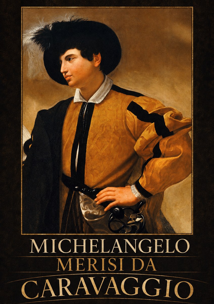 Michelangelo Merisi da Caravaggio Portrait of a Young Man No3 - Poszter