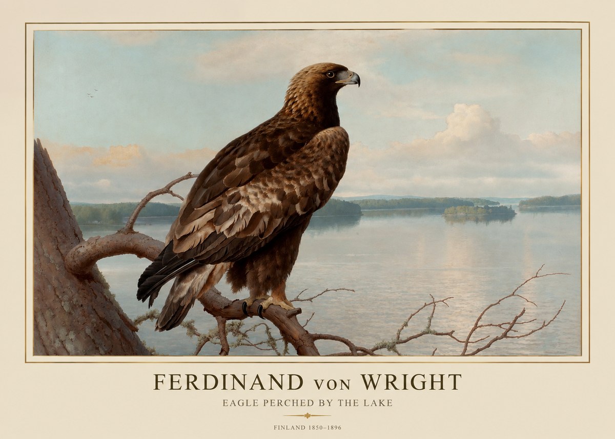 Ferdinand von Wright Eagle Perched by the Lake No1 - Poszter