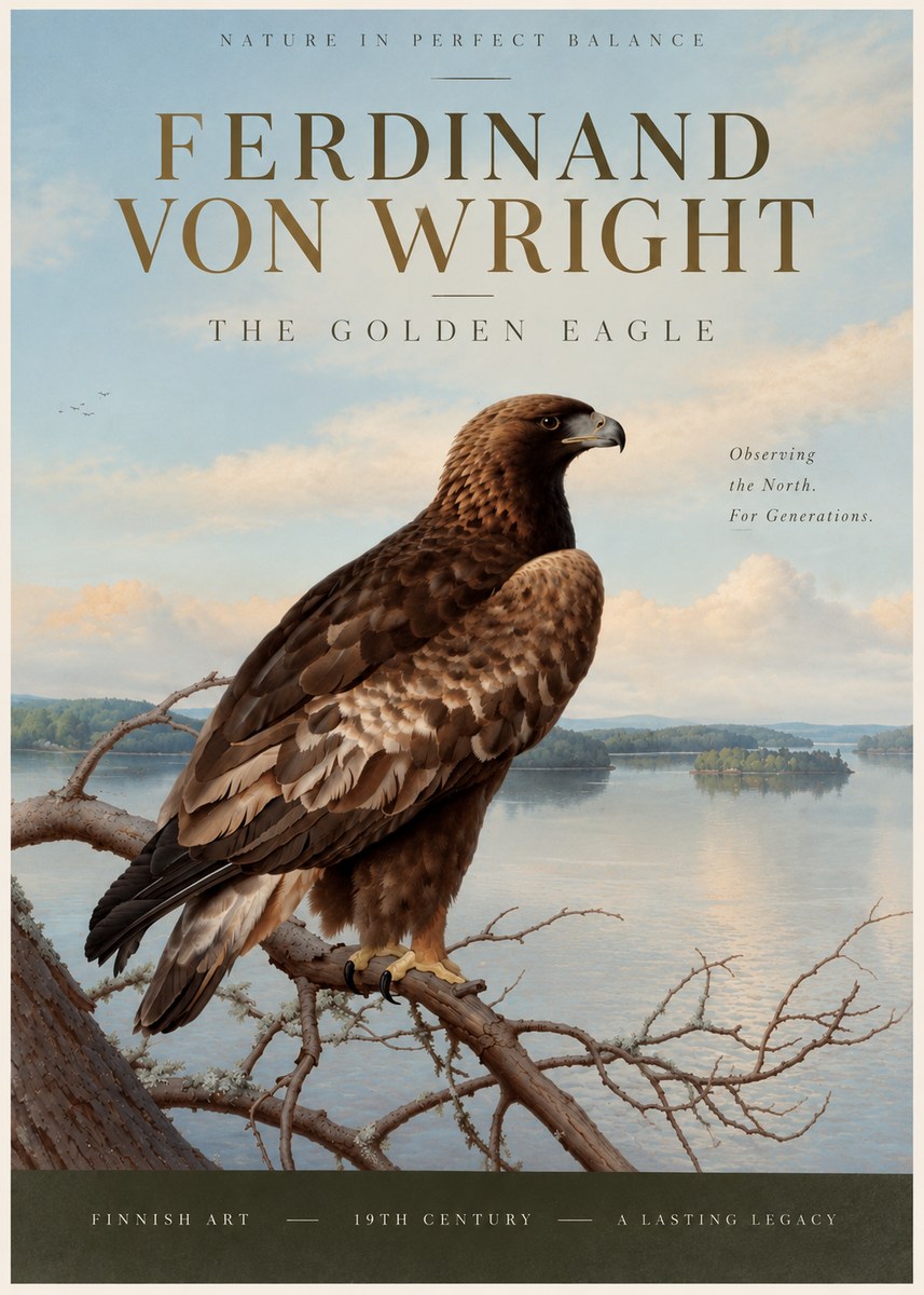 Ferdinand von Wright Eagle Perched by the Lake No4 - Poszter