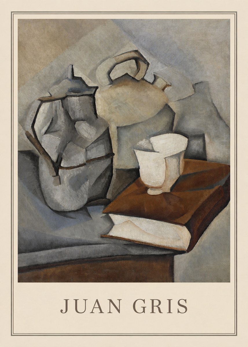 Juan Gris Still Life with Book and Vessels No3 - Poszter