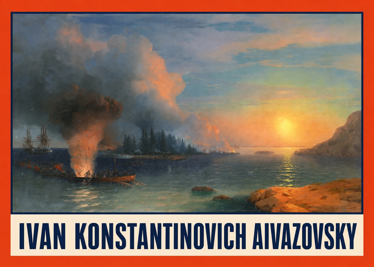 Ivan Konstantinovich Aivazovsky Battle of Chesma No2 - Poszter