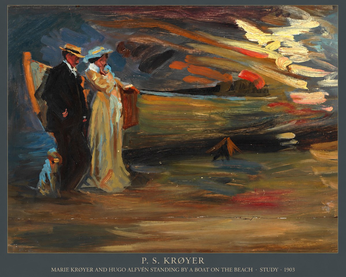 P.S. Krøyer Marie Krøyer and Hugo Alfvén Standing by a Boat on the Beach - Study · 1903 No5 - Poszter