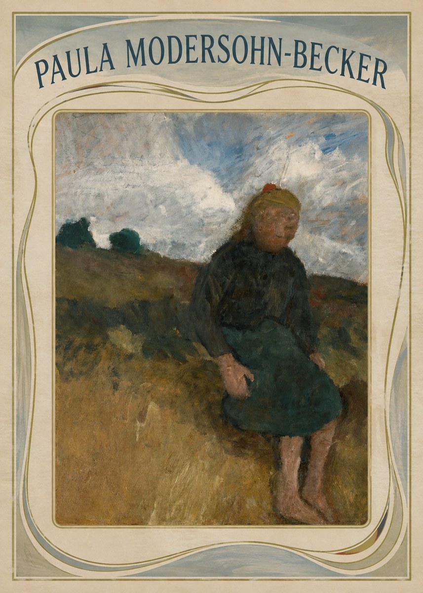 Paula Modersohn-Becker Seated Girl in the Moor No4 - Poszter