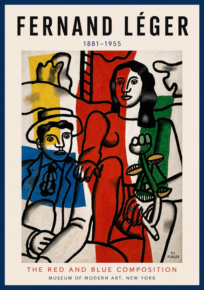 Fernand Léger The Red and Blue Composition No5 - Poszter