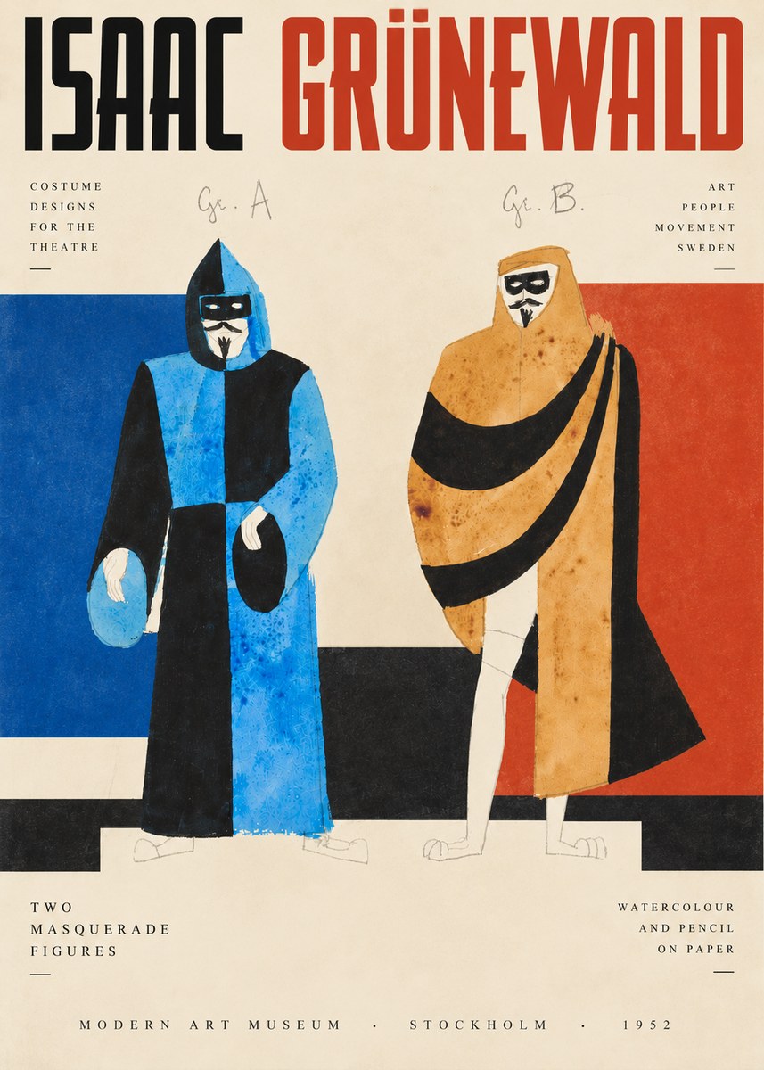 Isaac Grünewald Two Masquerade Figures - Costume Sketch No3 - Poszter