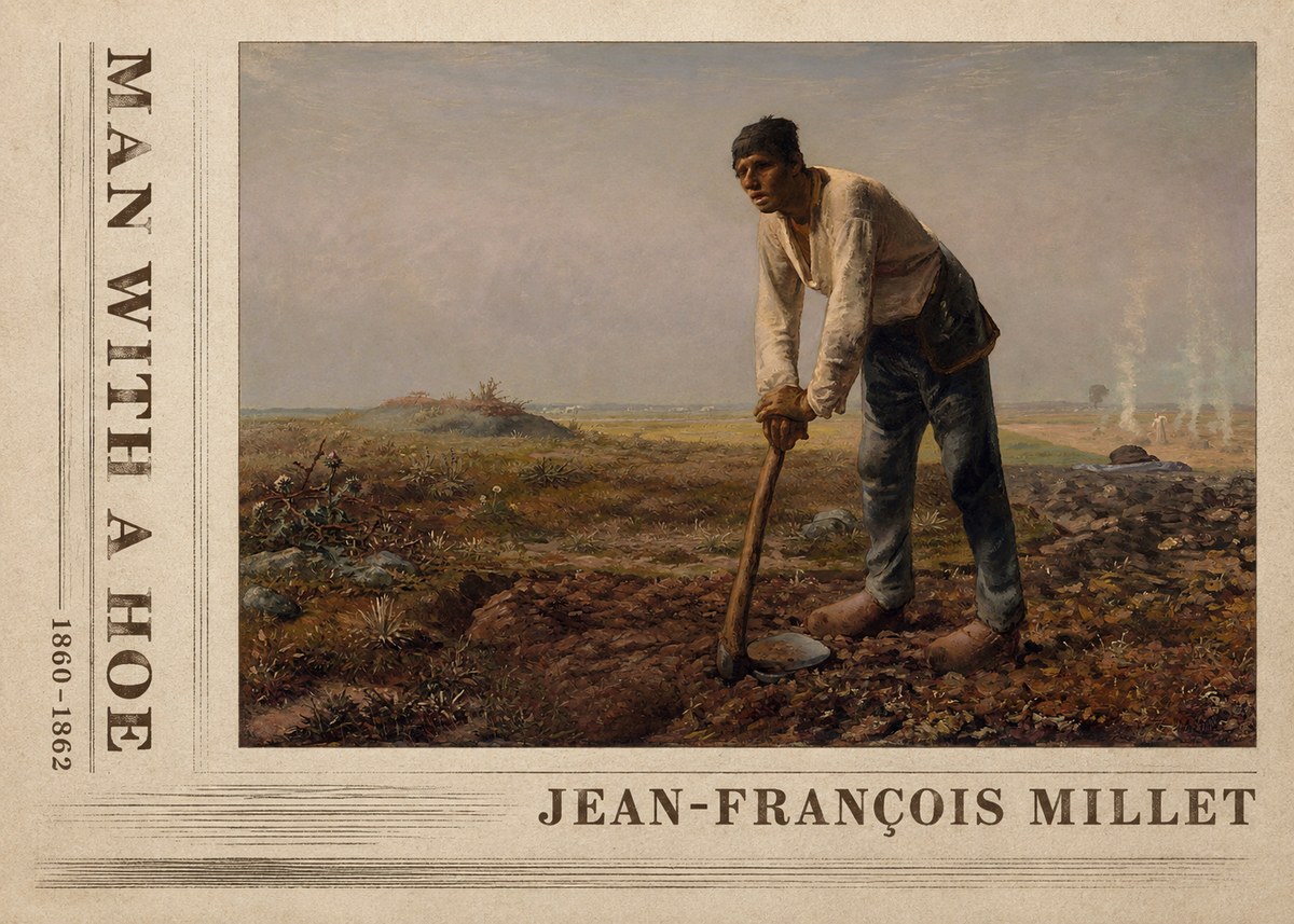 Jean-François Millet Man with a Hoe No2 - Poszter