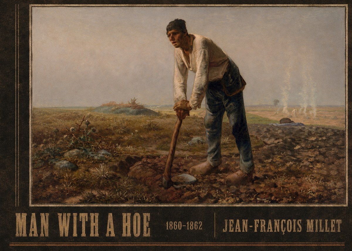 Jean-François Millet Man with a Hoe No3 - Poszter