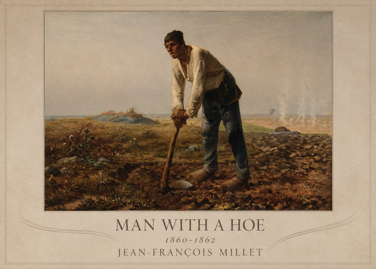 Jean-François Millet Man with a Hoe No4 - Poszter