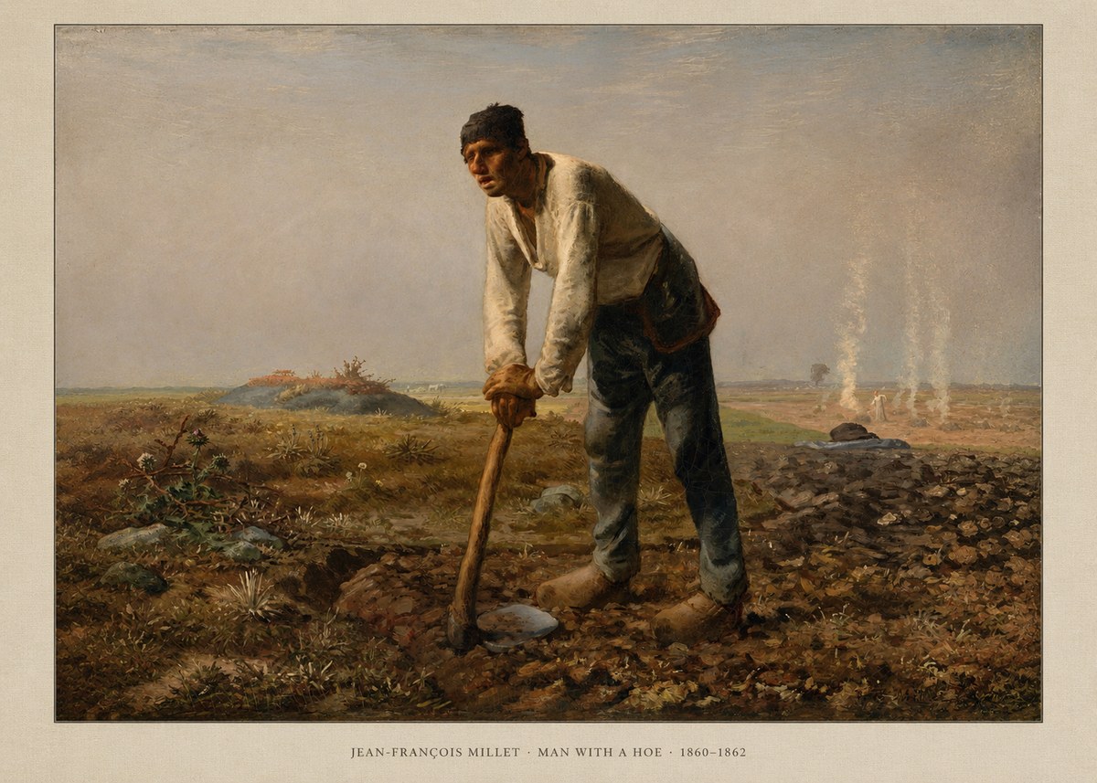 Jean-François Millet Man with a Hoe No6 - Poszter