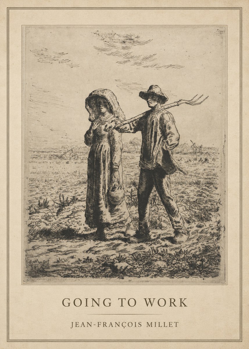 Jean-François Millet Going to Work No1 - Poszter