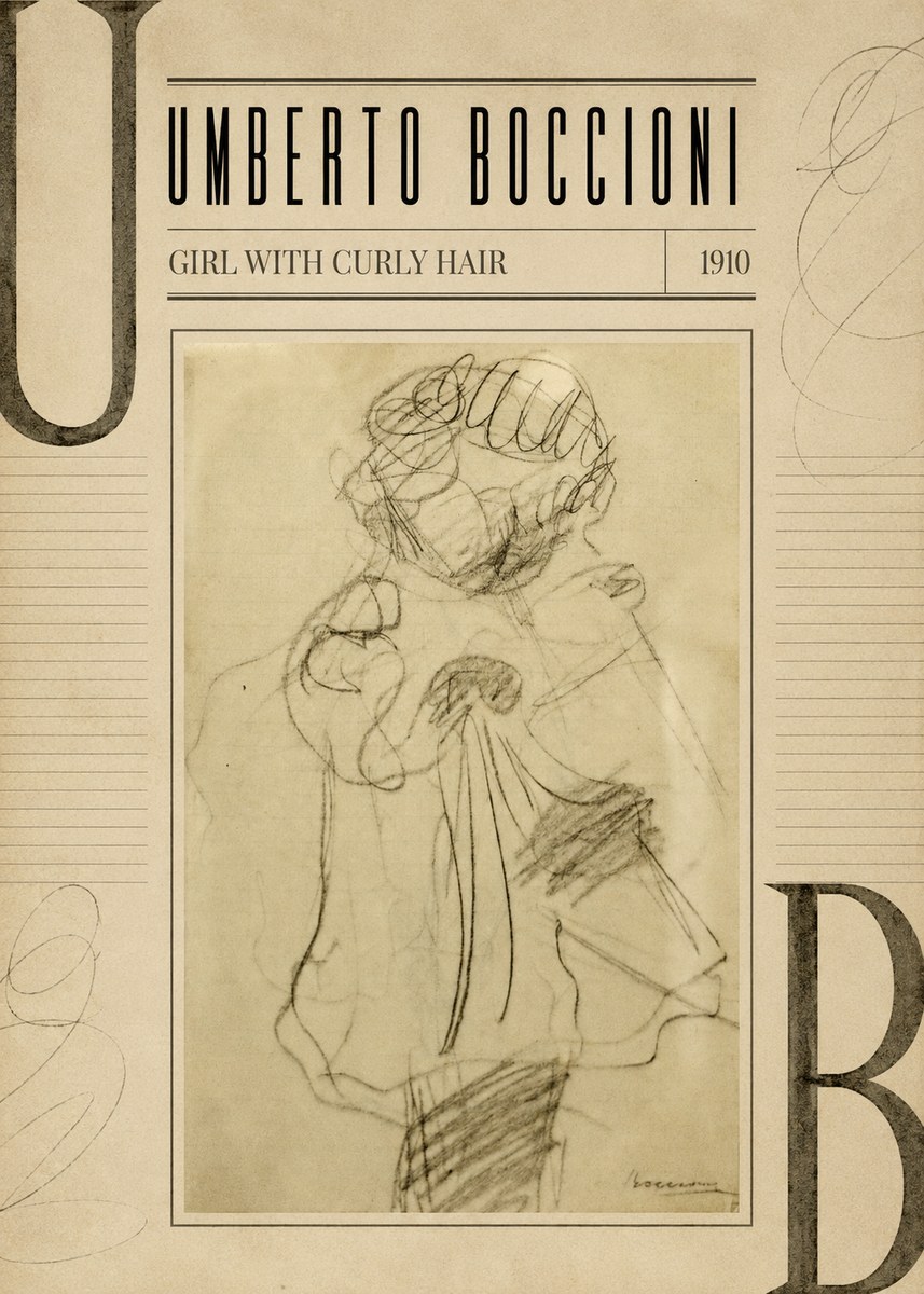 Umberto Boccioni Girl with Curly Hair No3 - Poszter