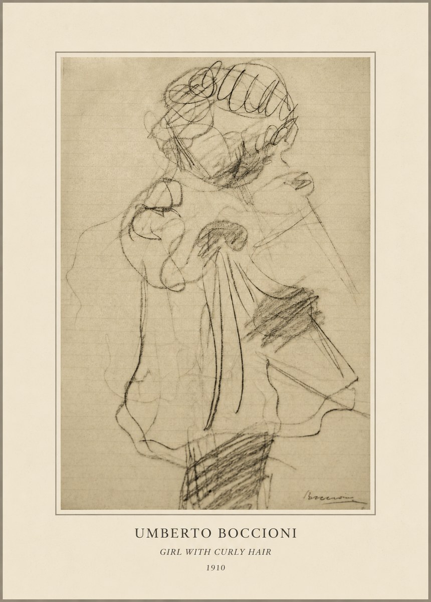Umberto Boccioni Girl with Curly Hair No4 - Poszter