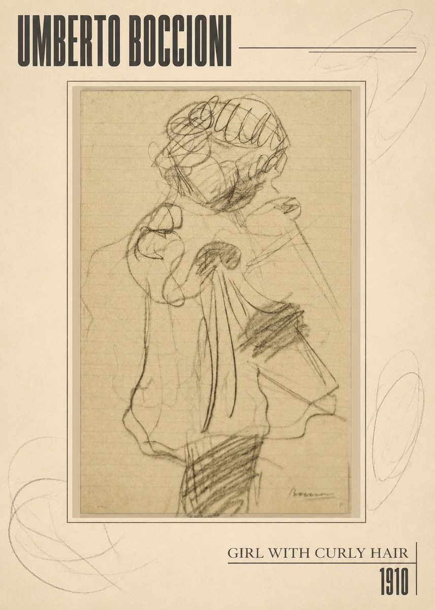 Umberto Boccioni Girl with Curly Hair No5 - Poszter