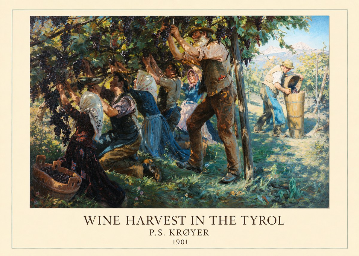 P.S. Krøyer Wine Harvest in the Tyrol No5 - Poszter