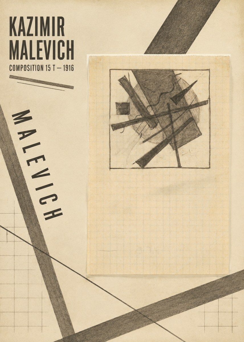 Kazimir Malevich Composition 15 T - 1916 No4 - Poszter