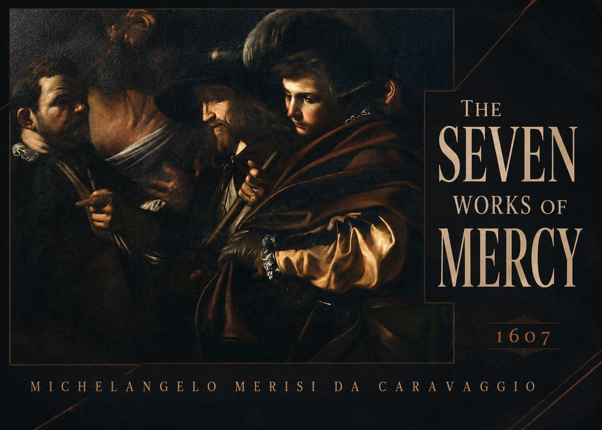 Michelangelo Merisi da Caravaggio The Seven Works of Mercy VI No4 - Poszter