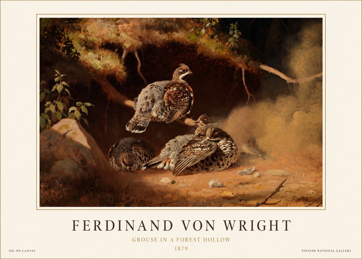 Ferdinand von Wright Grouse in a Forest Hollow No1 - Poszter