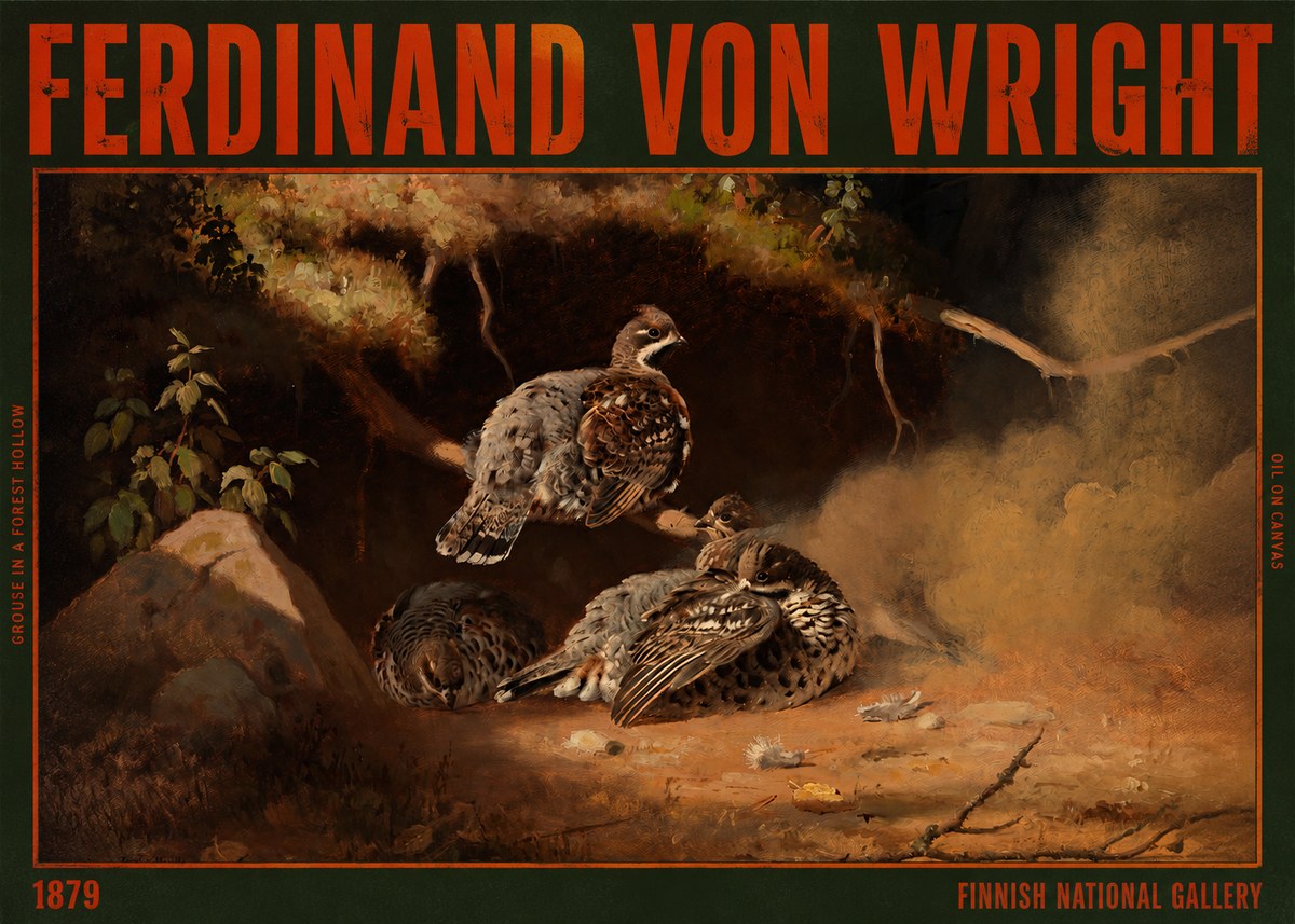 Ferdinand von Wright Grouse in a Forest Hollow No2 - Poszter