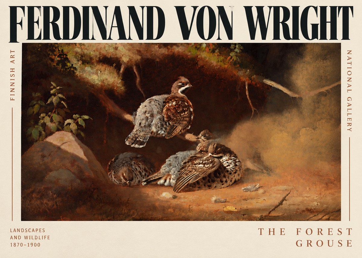 Ferdinand von Wright Grouse in a Forest Hollow No3 - Poszter