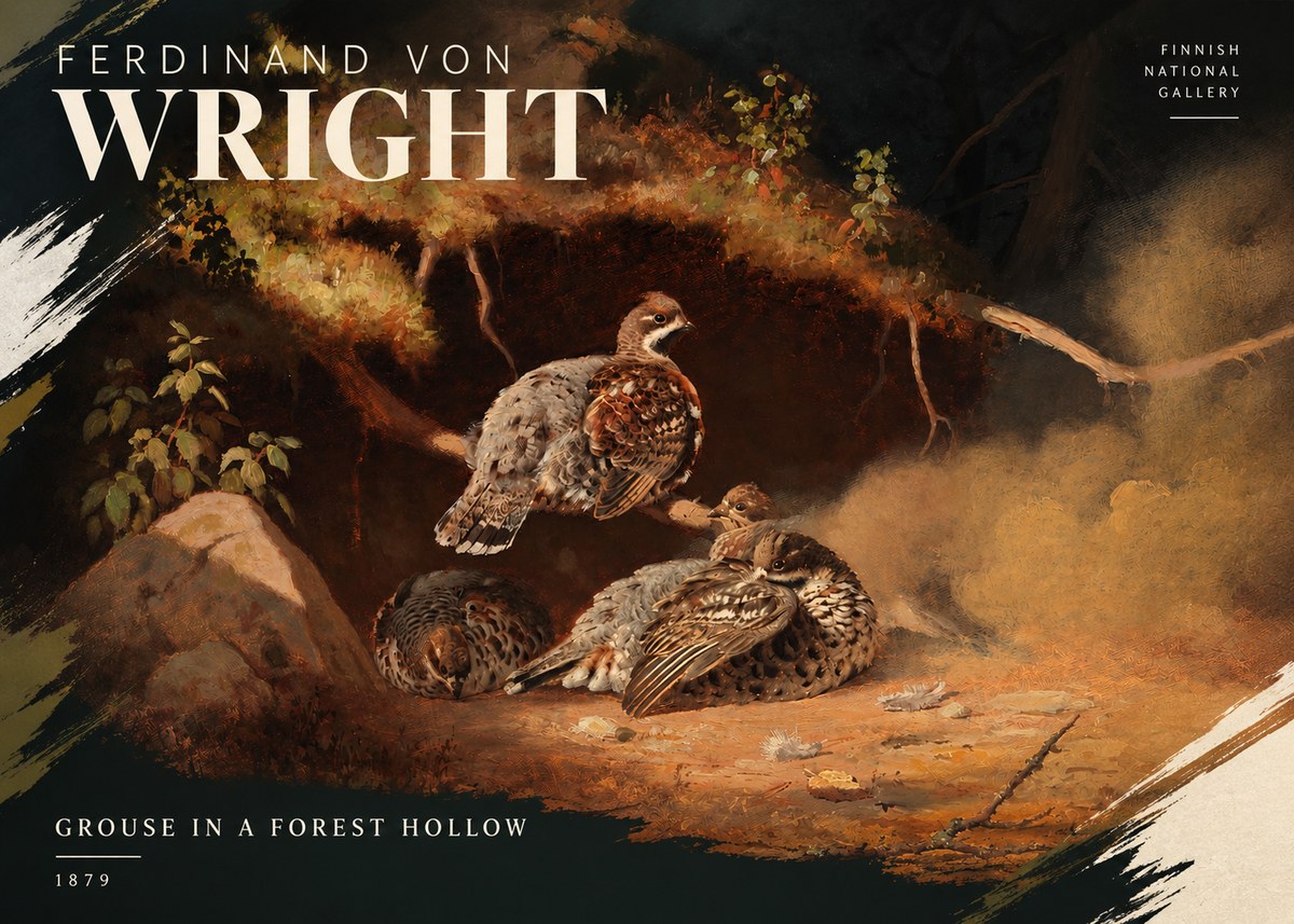 Ferdinand von Wright Grouse in a Forest Hollow No4 - Poszter