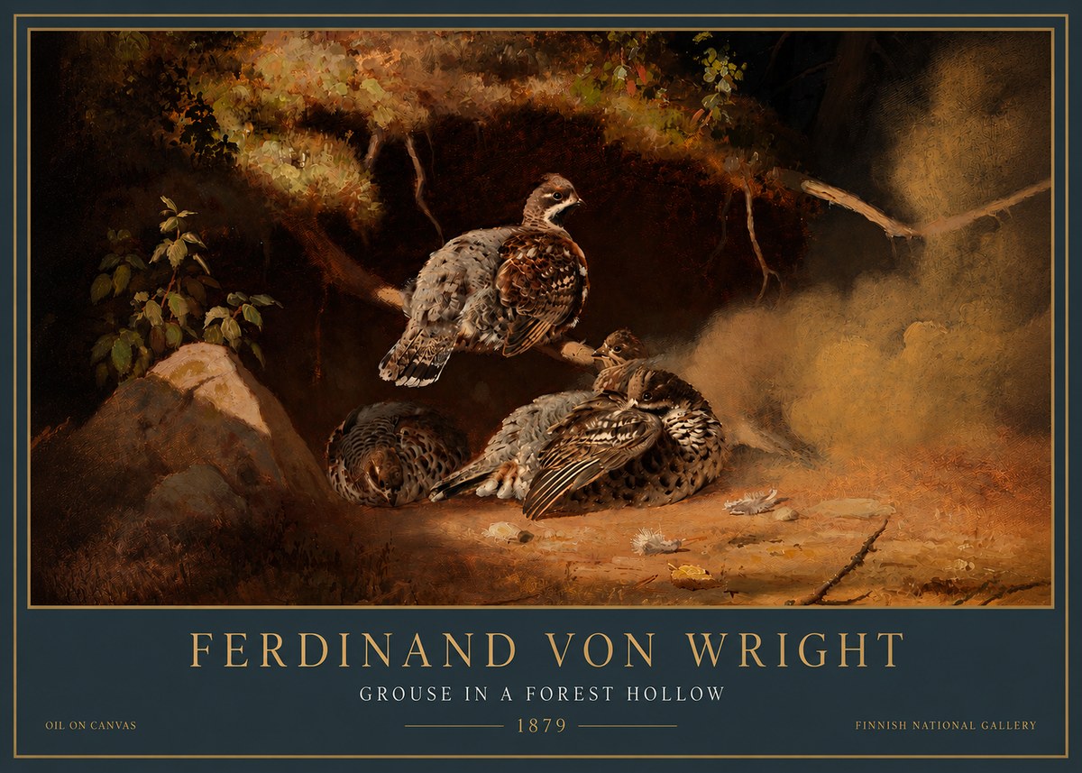 Ferdinand von Wright Grouse in a Forest Hollow No5 - Poszter