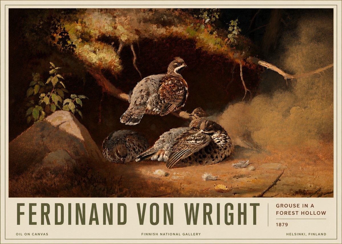 Ferdinand von Wright Grouse in a Forest Hollow No6 - Poszter
