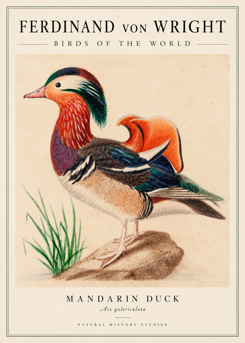 Ferdinand von Wright Mandarin Duck No3 - Poszter