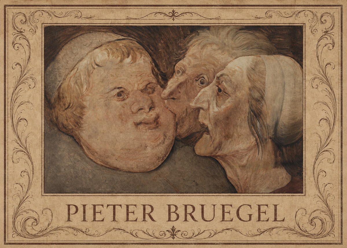 Pieter Bruegel Three Grotesque Heads No1 - Poszter