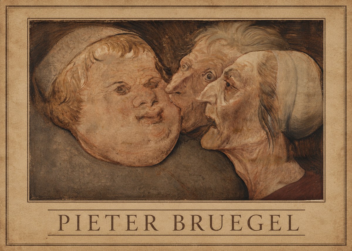 Pieter Bruegel Three Grotesque Heads No3 - Poszter