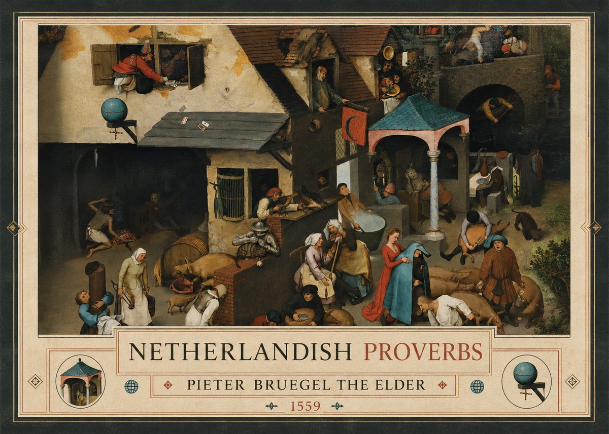 Pieter Bruegel Netherlandish Proverbs VII No3 - Poszter