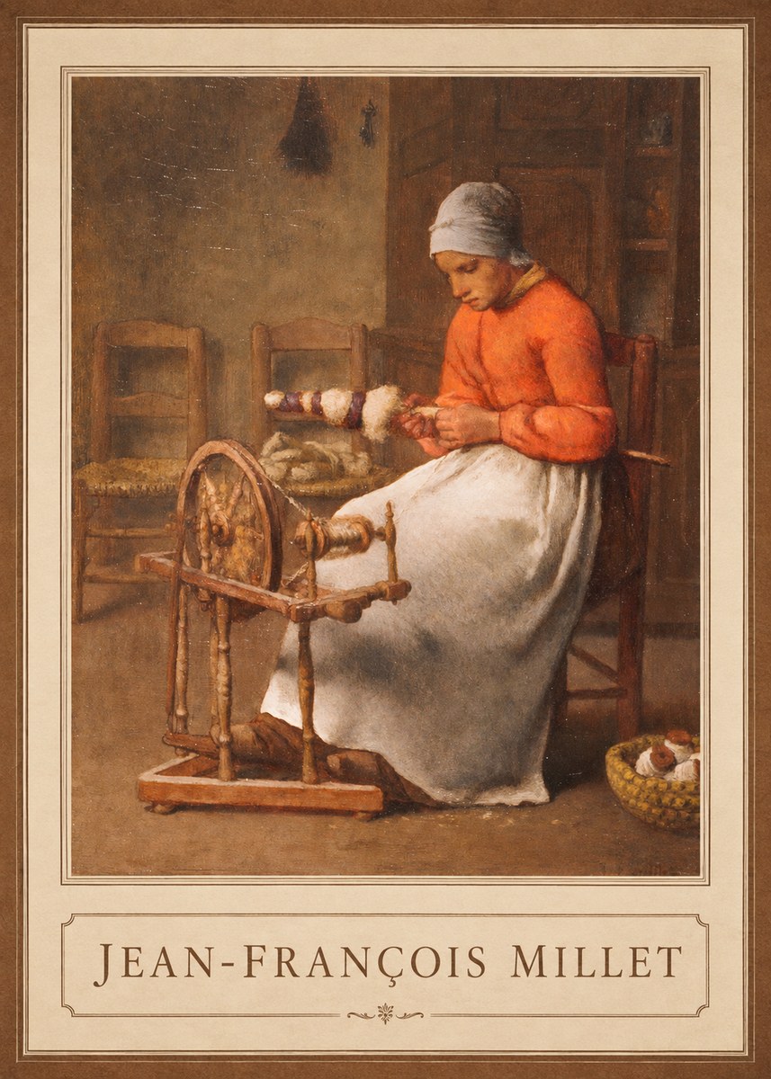 Jean-François Millet Woman Spinning No1 - Poszter