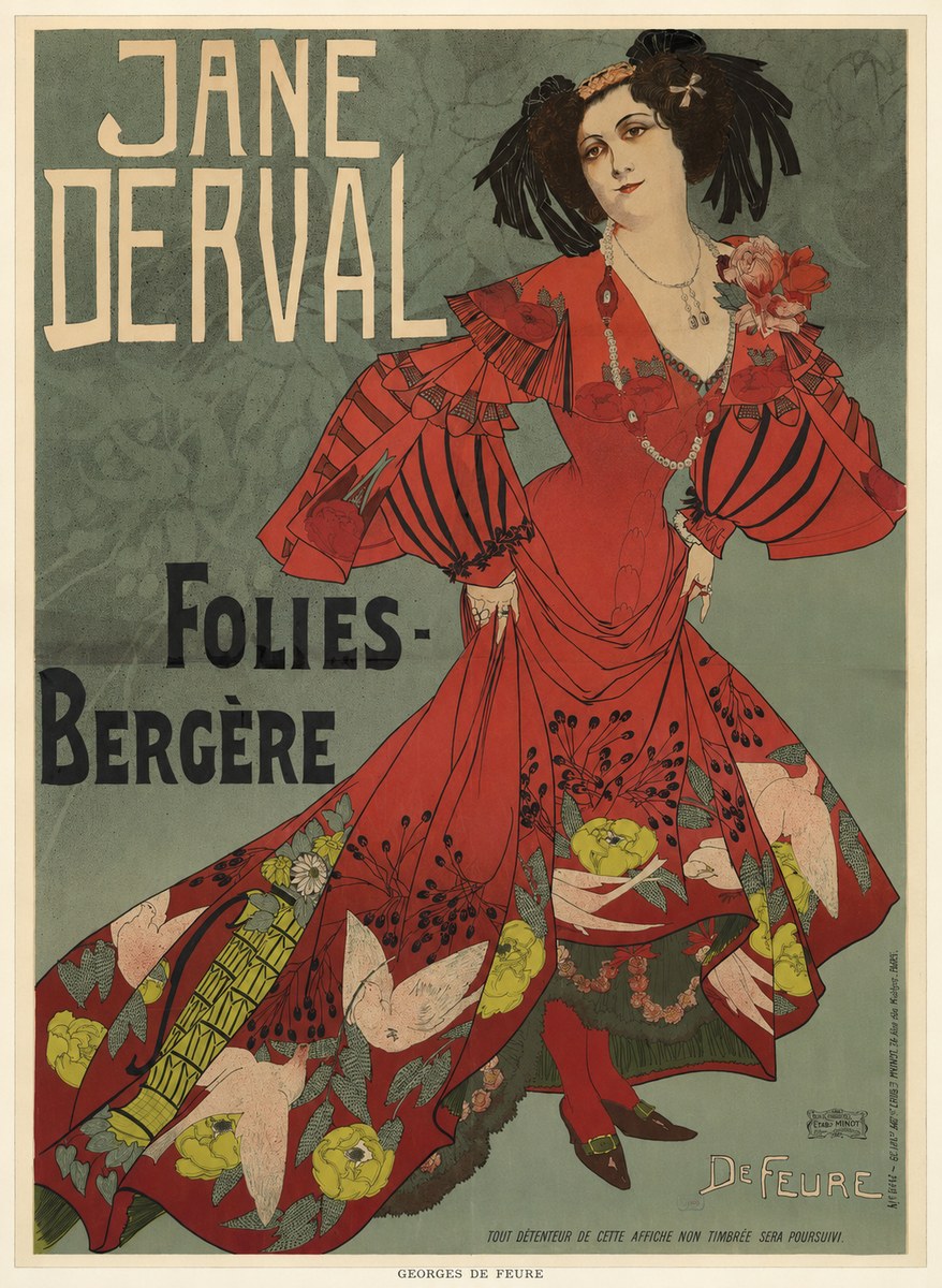 Georges de Feure Jane Derval - Folies-bergère II No6 - Poszter