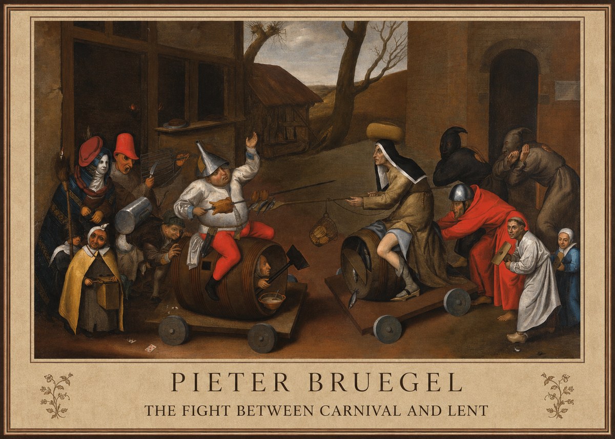 Pieter Bruegel The Fight Between Carnival and Lent IV No1 - Poszter