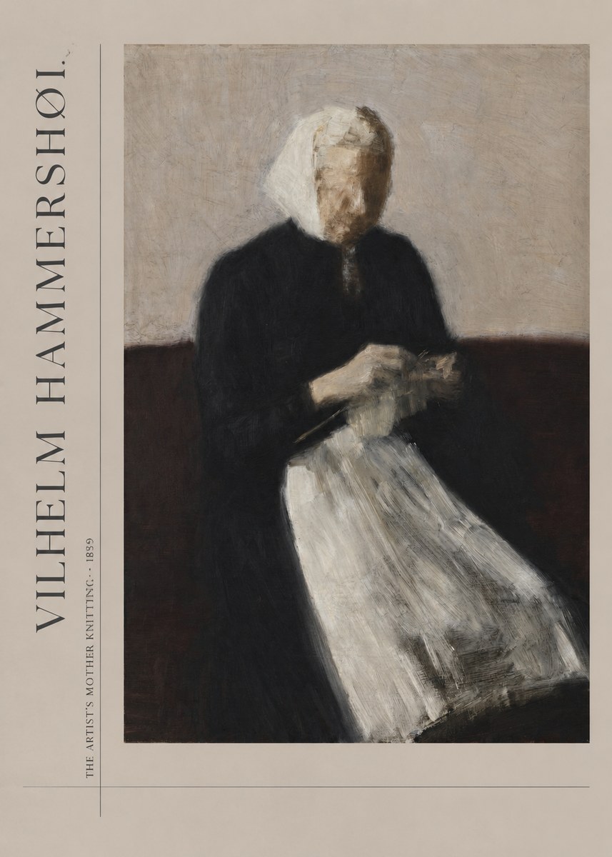 Vilhelm Hammershøi The Artist's Mother Knitting No2 - Poszter