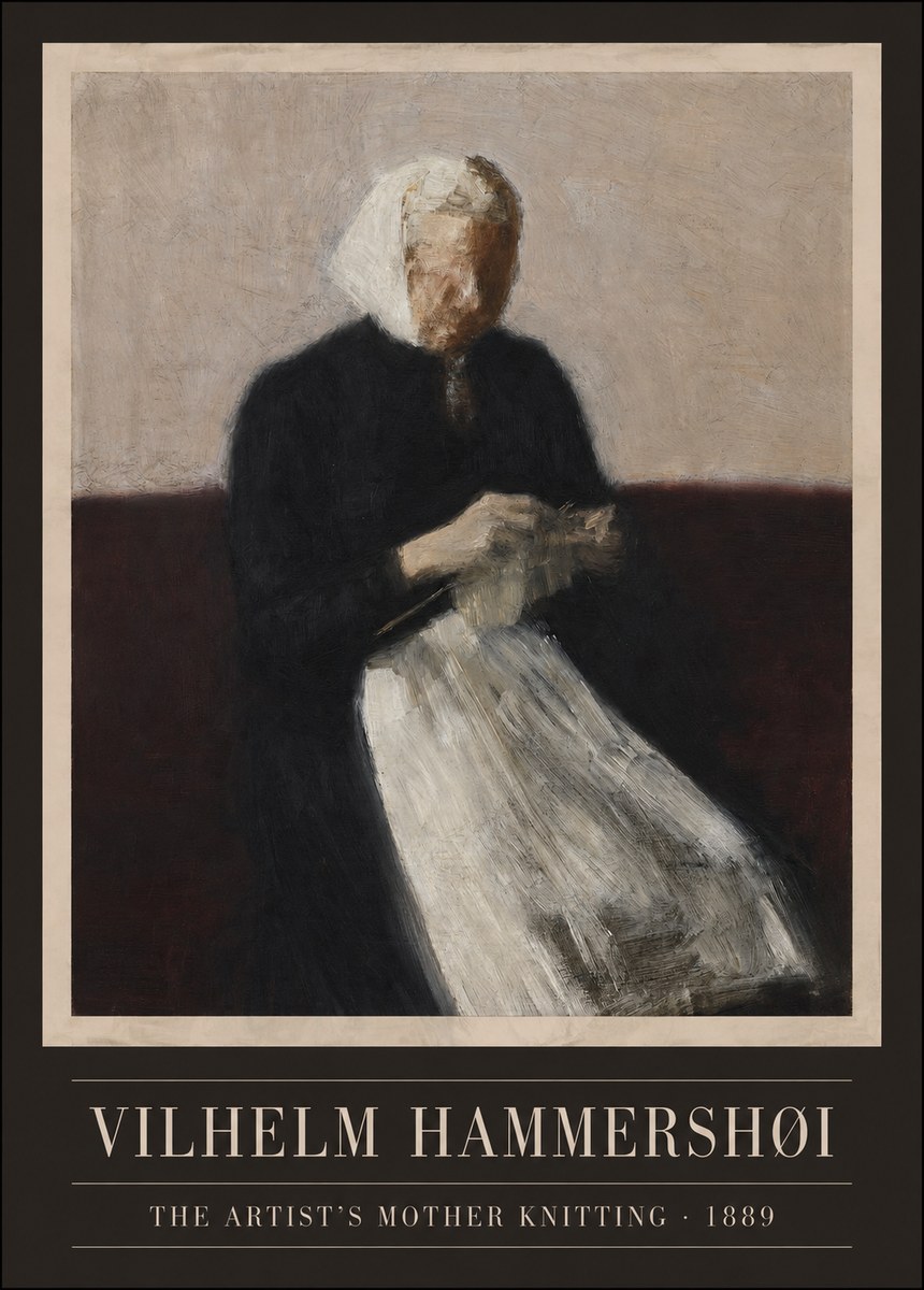 Vilhelm Hammershøi The Artist's Mother Knitting No3 - Poszter