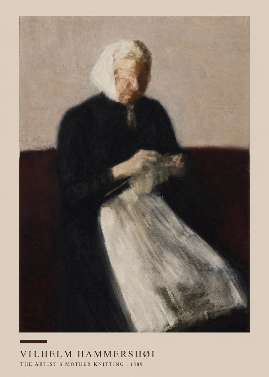 Vilhelm Hammershøi The Artist's Mother Knitting No4 - Poszter