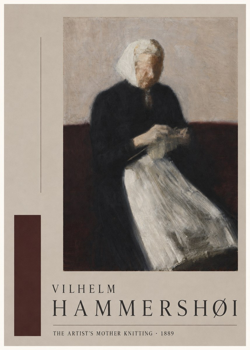 Vilhelm Hammershøi The Artist's Mother Knitting No5 - Poszter