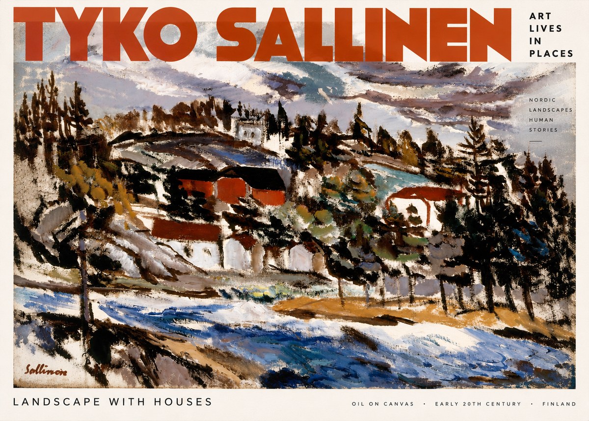 Tyko Sallinen Landscape with Houses No2 - Poszter