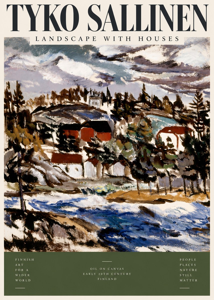 Tyko Sallinen Landscape with Houses No4 - Poszter