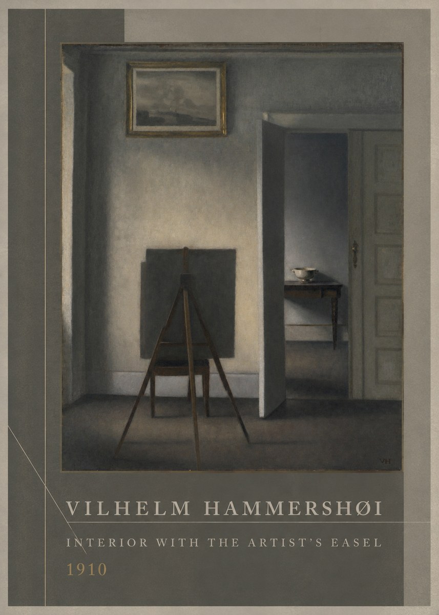 Vilhelm Hammershøi Interior with the Artist's Easel II No2 - Poszter