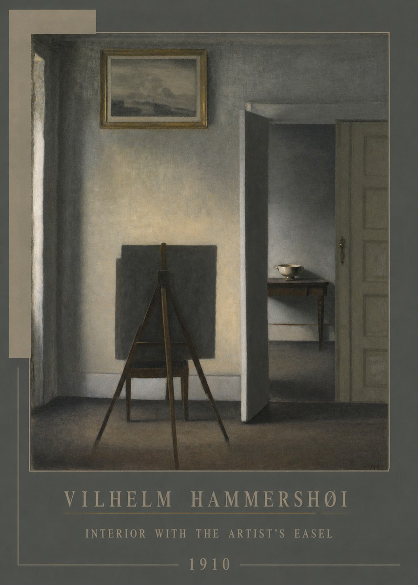 Vilhelm Hammershøi Interior with the Artist's Easel II No4 - Poszter