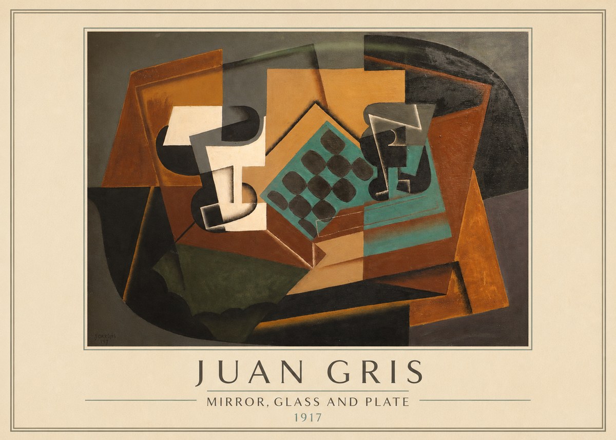 Juan Gris Mirror, Glass and Plate No2 - Poszter