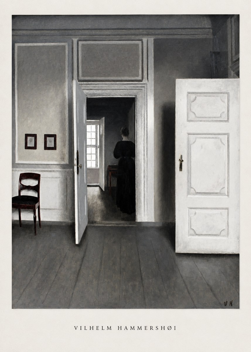 Vilhelm Hammershøi Interior with a Woman Seen from Behind No6 - Poszter
